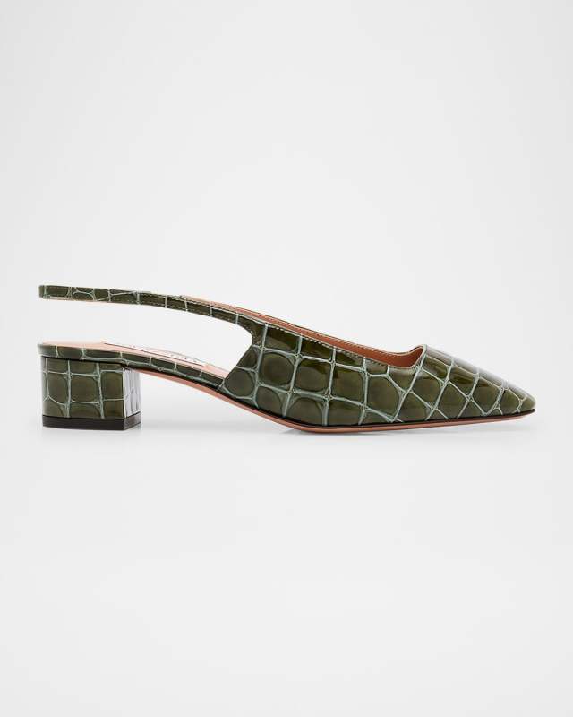 Croco Slingback Ballerina Pumps